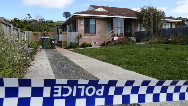 Police tape at the West Ulverstone home of missing man Noel Joseph Ingham, 58.