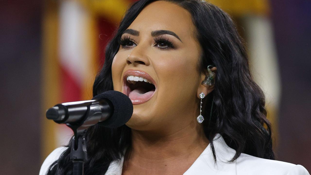 Singer Demi Lovato also performed the national anthem at the Super Bowl in February. Picture: Getty Images.