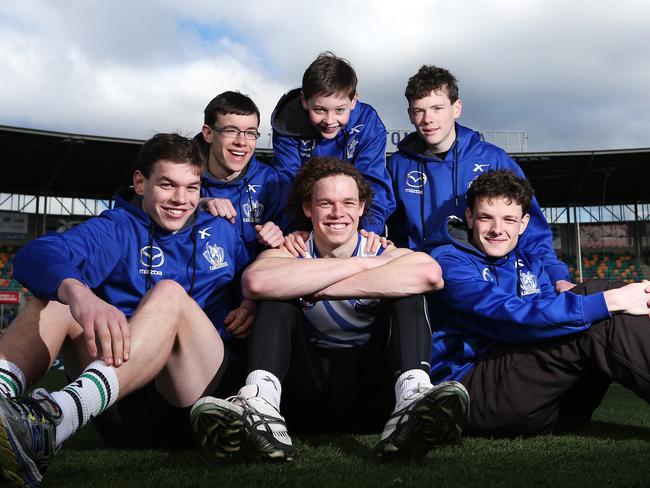 North Melbourne footballer Ben Brown at Blundstone Arena with his brothers Cameron, 18, James, 16, Luke, 10, Dominic, 14, and Alex, 20.