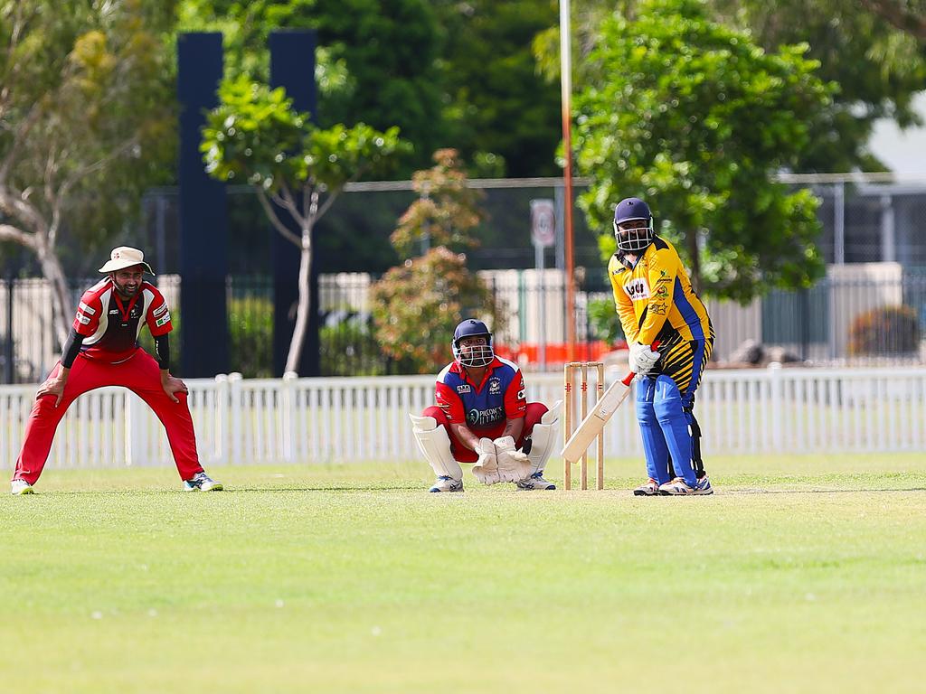 Norths Spicy Bite v Mulgrave Punjabi at Griffiths Park. Cricket Far North Second grade 2025. Photo: Gyan-Reece Rocha.