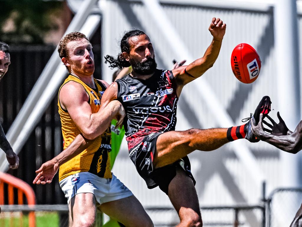 David Kruse has been charged with striking in the match against PINT. Picture: Patch Clapp / AFLNT Media.