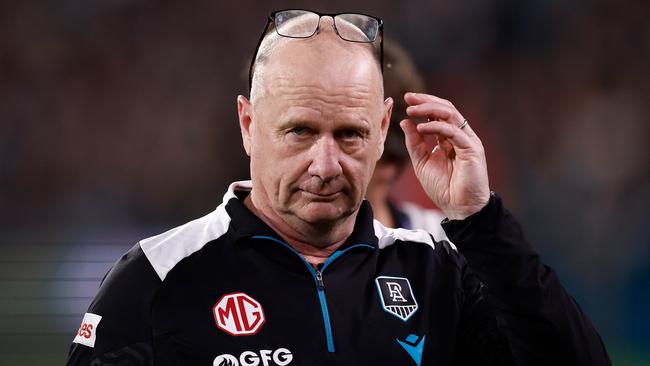 Ken Hinkley was brutally honest after the ugly loss. (Photo by Michael Willson/AFL Photos via Getty Images)