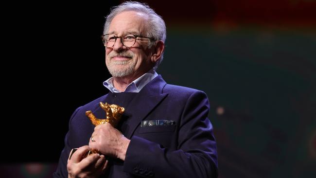 Steven Spielberg poses on stage at the <i>The Fabelmans</i> premiere &amp; Honorary Golden Bear and homage for Steven Spielberg during the 73rd Berlinale International Film Festival Berlin. Picture: Andreas Rentz/Getty Images