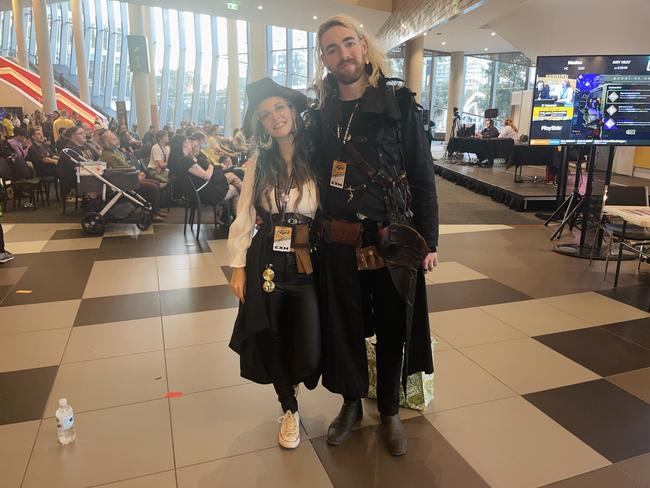 The PAX Aus Convention at the Melbourne Convention and Exhibition Centre (MCEC) on Saturday, October 12, 2024: Jessie Lee and Brandon Lee. Picture: Jack Colantuono