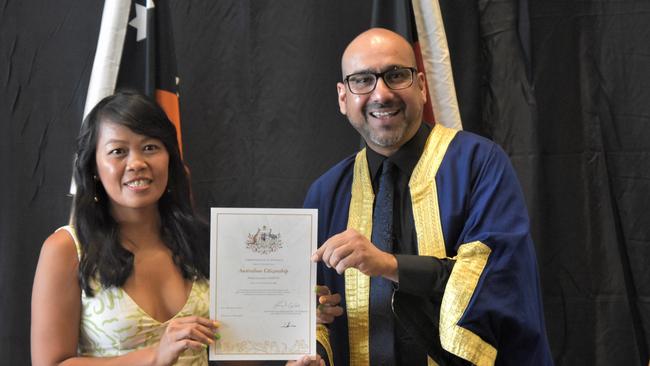 Arlyn Laureno Canete, from Philippines, became an Australian citizen on Australia Day. Picture: Sierra Haigh