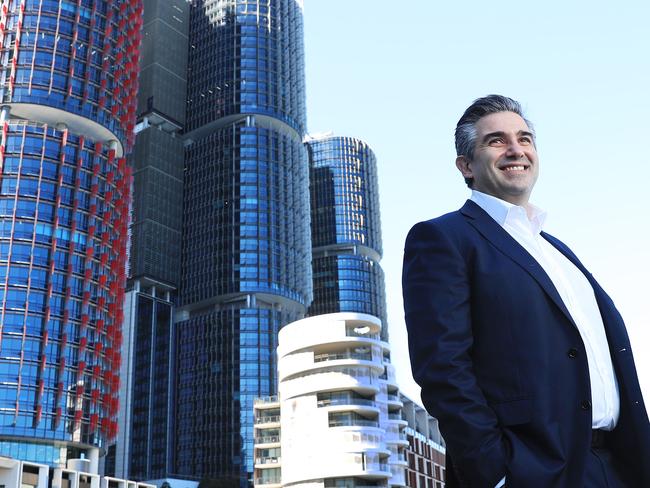 8/9/21: Lendlease CEO & MD Tony Lombardo at Barangaroo in Sydney which was built by Lendlease. John Feder/The Australian.