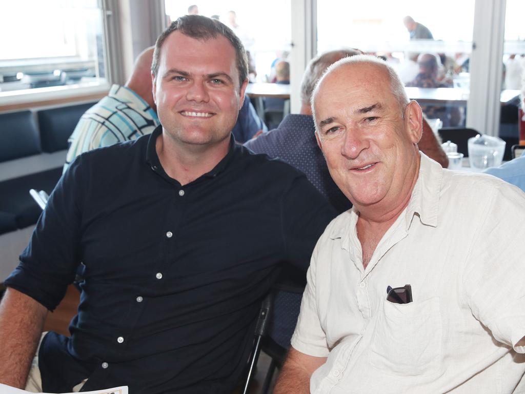 Blake Armstrong and Ted Maloney at the BMD Northcliffe SLSC Sportsman’s Luncheon. Picture: Glenn Hampson.