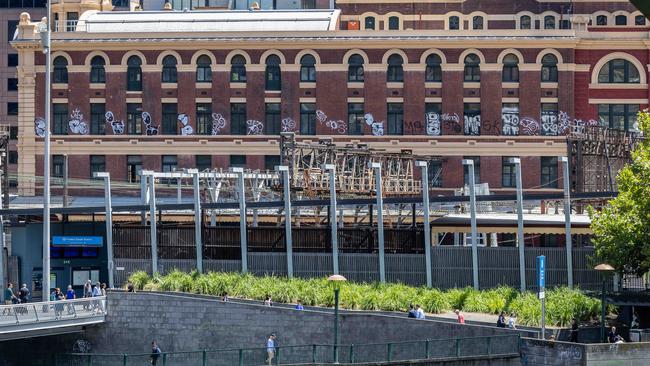 Graffiti mars Flinders Street Station. Picture: Jason Edwards