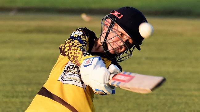 Townsville junior cricket star Jordan Bye clears the ropes for the Herbert River Cricket Club. Picture: Cameron Bates