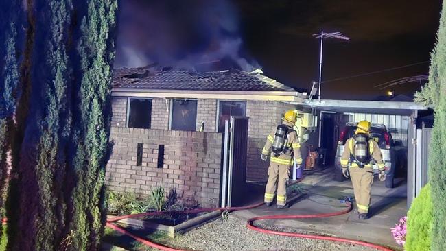 A fire believed to have been started in a bedroom, has completely engulfed a single story home at Stirling Crescent in Aldinga Beach. Photo: Facebook