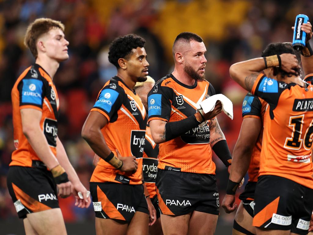 David Klemmer needs to play 14 games for the Wests Tigers in 2025 in order to activate a contract clause for 2026. Picture: Getty Images