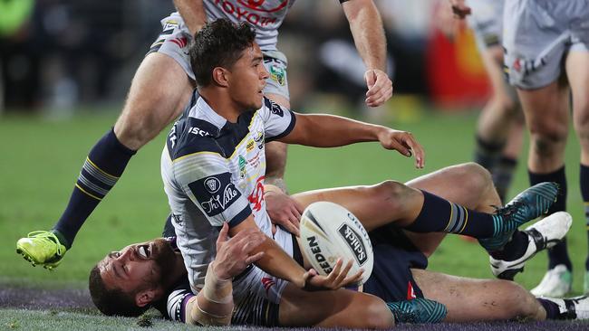 Te Maire Martin capitalised on a Cameron Smith error for the Cowboys’ only try of the game