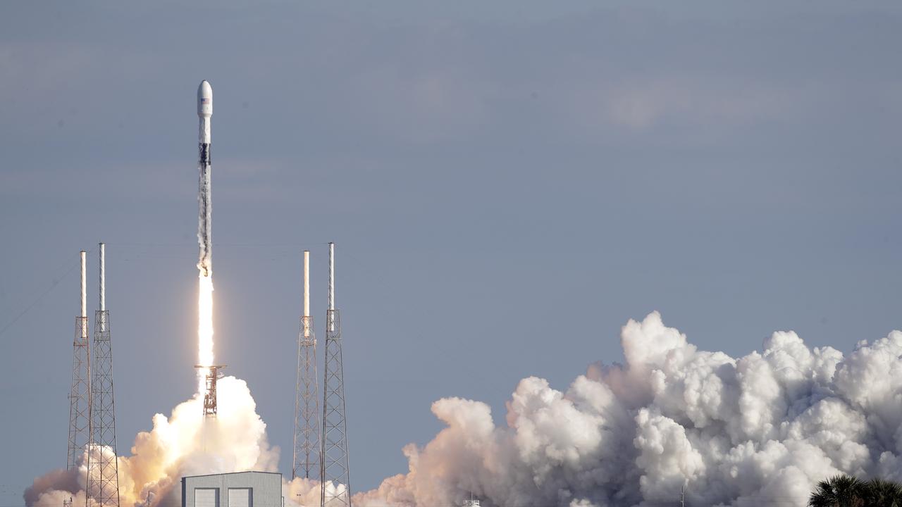 A Falcon 9 SpaceX rocket with a payload of about 60 satellites for SpaceX’s Starlink broadband network launched into space last month. Picture: AP Photo/John Raoux