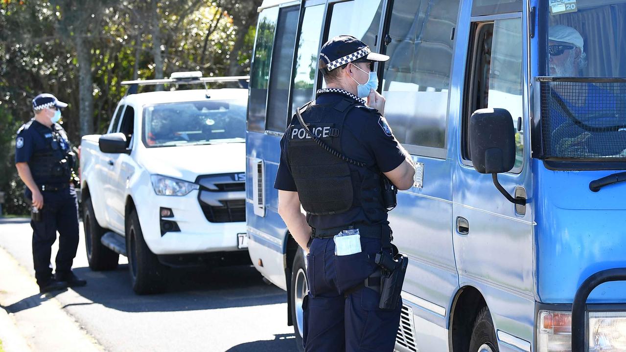 COVID-19: Police conduct travel checks during lockdown at Alexandra Headland. Picture: Patrick Woods.