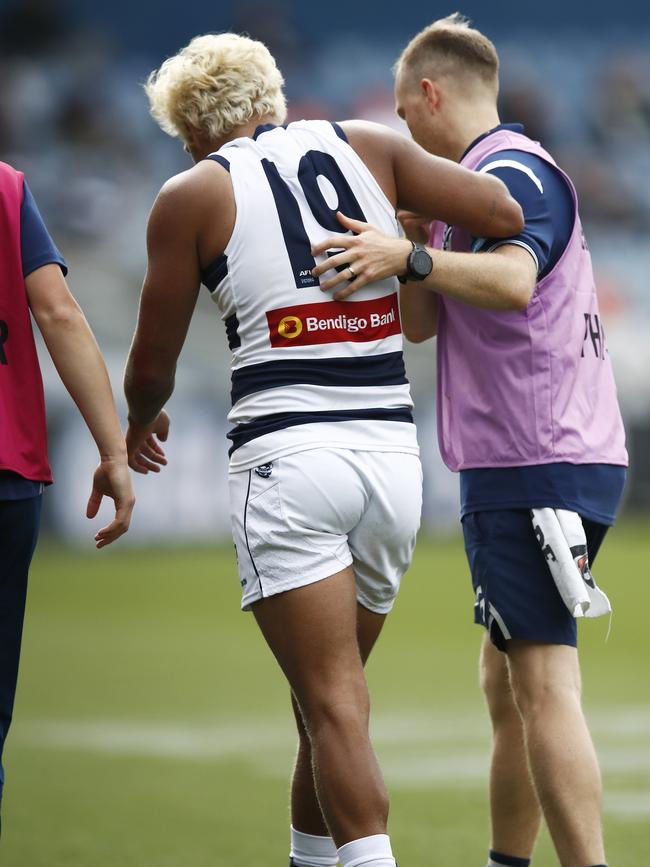 Quinton Narkle suffered an ankle injury. Picture: Daniel Pockett/AFL Photos/via Getty Images