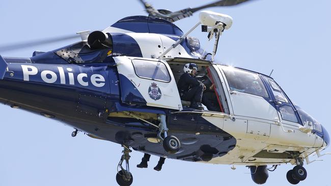 A dirt-bike riding hoon was chased through southeast suburbs by the police air wing.