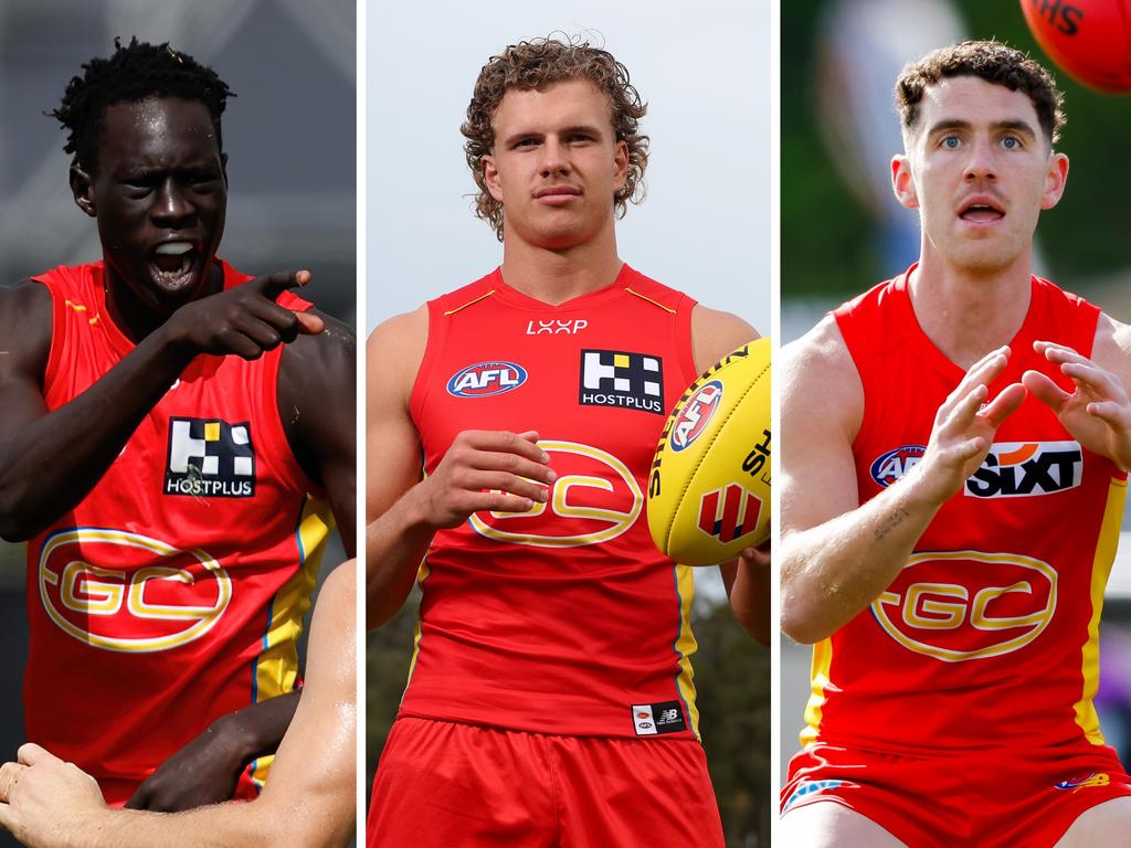 Gold Coast Suns Mac Andrew / Jed Walter / and Sam Flanders.