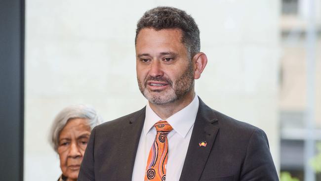 South Australian Attorney-General Kyam Maher with Nunga Court Elder Aunty Yvonne Agius (background). Picture: NCA NewsWire / Brenton Edwards