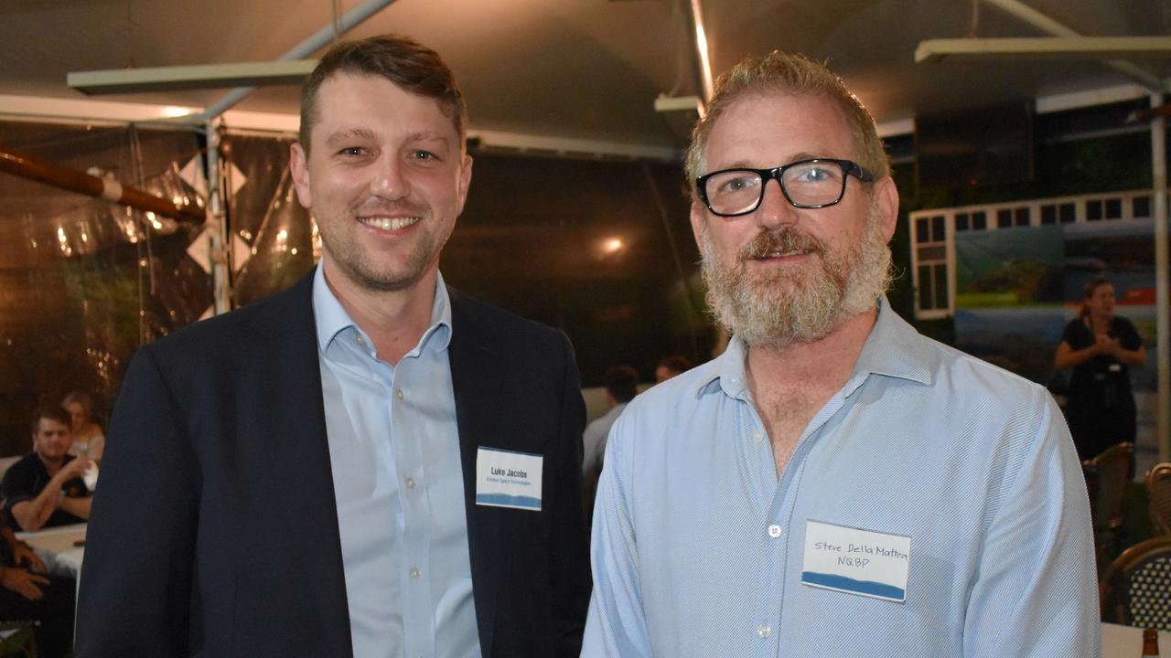 Gilmour Space Technologies engineer Luke Jacobs and NQBP engineer Steve Della Mattea at the Reconciliation in Action event at Grand View Hotel, Bowen. Picture: Kirra Grimes.