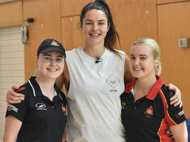 Former Australian Diamonds star Sharni Norder ran coaching clinics for Rockhampton Grammar School netballers.