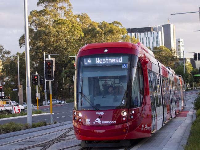 SYDNEY, AUSTRALIA. NewsWire Photos.December 20, 2024.Commuters enjoy the opening ride of the first Light Rail commute between Carlingford and Westmead line.Picture: NewsWire / Jeremy Piper