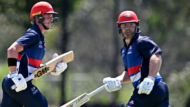 Dylan Brasher and Travis Dean in action for Footscray. Picture: Andy Brownbill