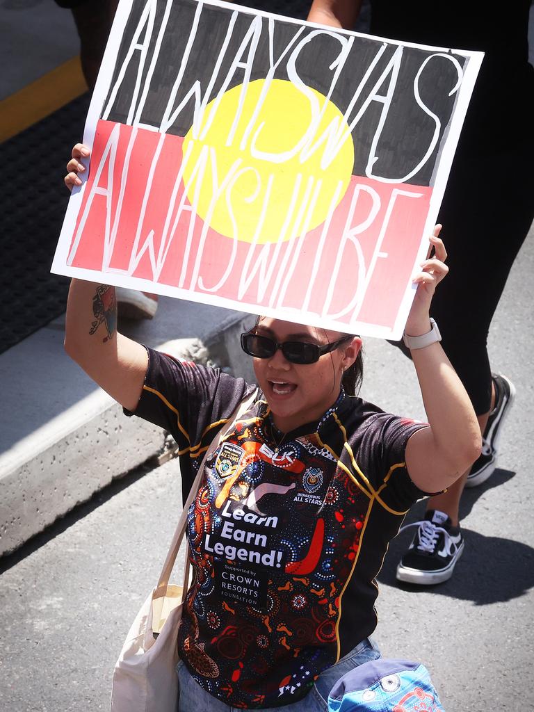 Australia Day protest march, Brisbane. Picture: Liam Kidston