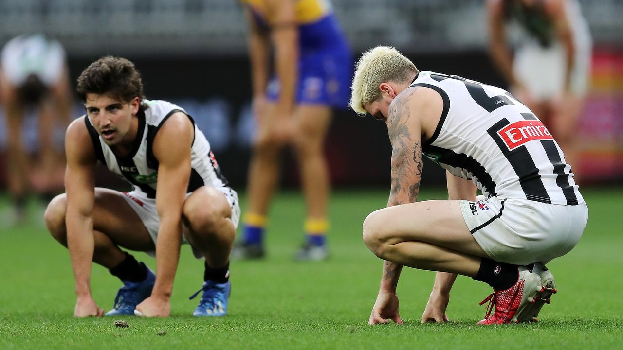 Collingwood was woeful in Sunday’s loss to West Coast. (Photo by Will Russell/AFL Photos/via Getty Images)