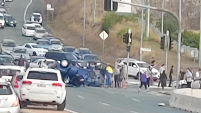 One car was left on its roof. Picture: Judith Kerr