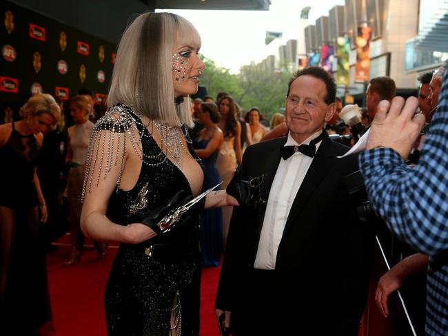 Gabi Grecko and Geoff Edelsten on the red carpet together. Picture: Tim Carrafa