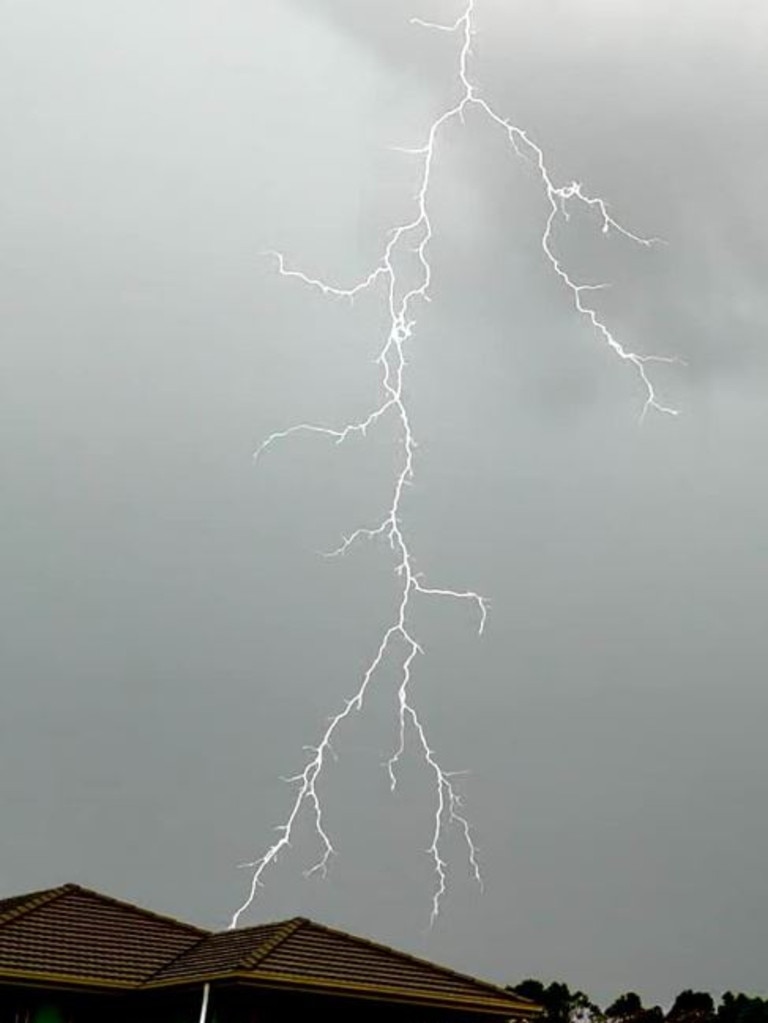 A lightning strike at Burpengary. Picture: Bill Prowse