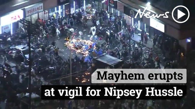 Mayhem erupts at vigil for rapper Nipsey Hussle