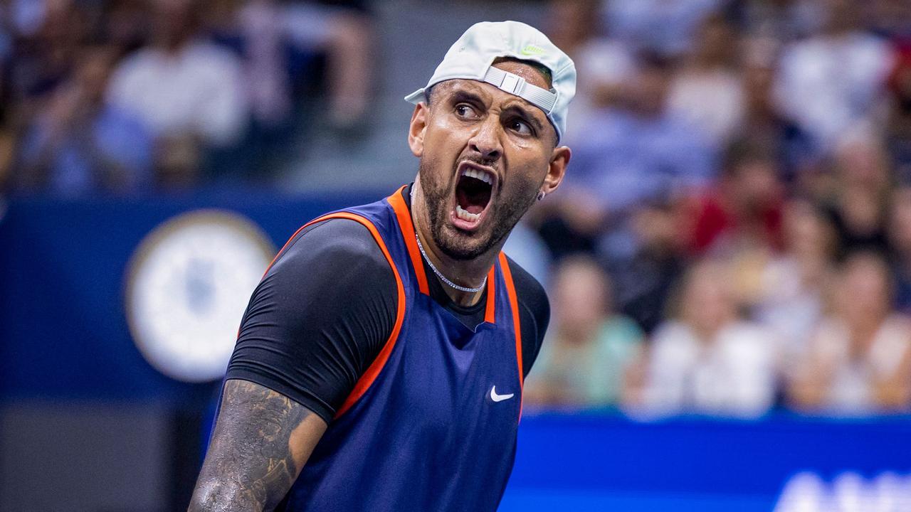 Nick Kyrgios lets his emotions go. Photo by COREY SIPKIN / AFP.