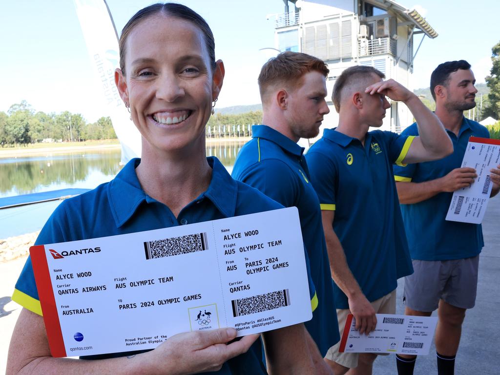 Alyce Wood with a well earnt 'boarding pass' to Paris. Picture: Mark Evans/Getty Images