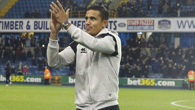 Tim Cahill acknowledges the crowd prior to Millwall’s clash against Derby County.