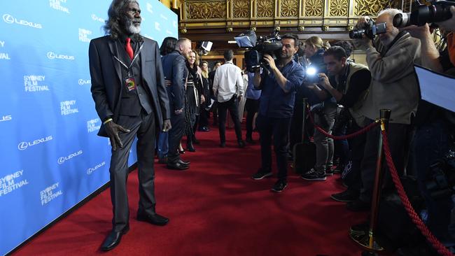 David Gulpilil on the red carpet in Sydney in 2019, the same year he was diagnosed with lung cancer and emphysema. Picture: Belinda Rolland