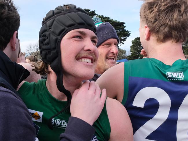 Harry Benson celebrates the grand final win with St Mary’s. Picture: Mark Wilson