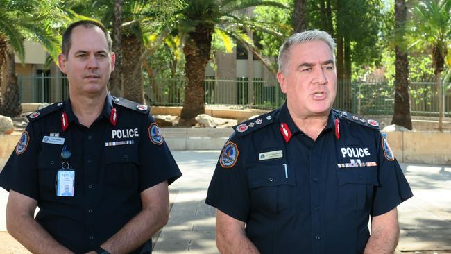 Police Commissioner Michael Murphy speaking at a press conference in Alice Springs, where he issued a Public Disorder Declaration in the Northern Territory town after violent community unrest. Photos: Gera Kazakov