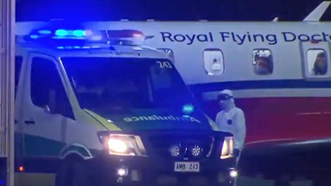 The woman is transferred from Mt Gambier to Adelaide, to be taken to the RAH. Picture: 7NEWS