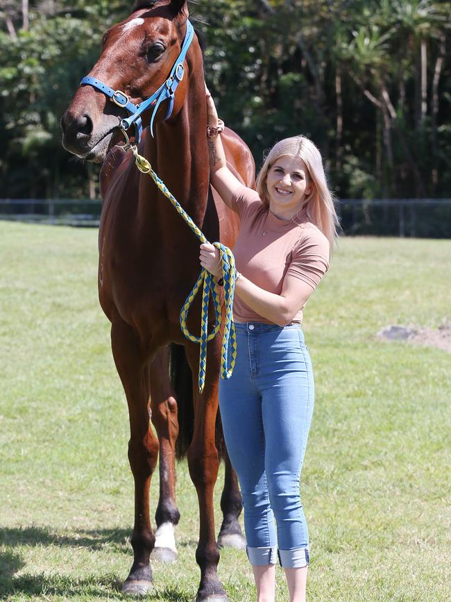 Jockey Krysten Swaffer with Salesman, who will race in the Cairns Cup this weekend, held at the Cairns Jockey Club, Cannon Park. PICTURE: Brendan Radke