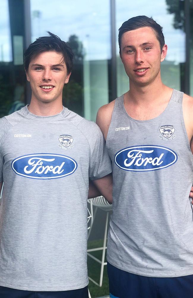 Ollie (left) and Jack Henry will both play for Geelong in 2023. Picture: Geelong Cats Facebook