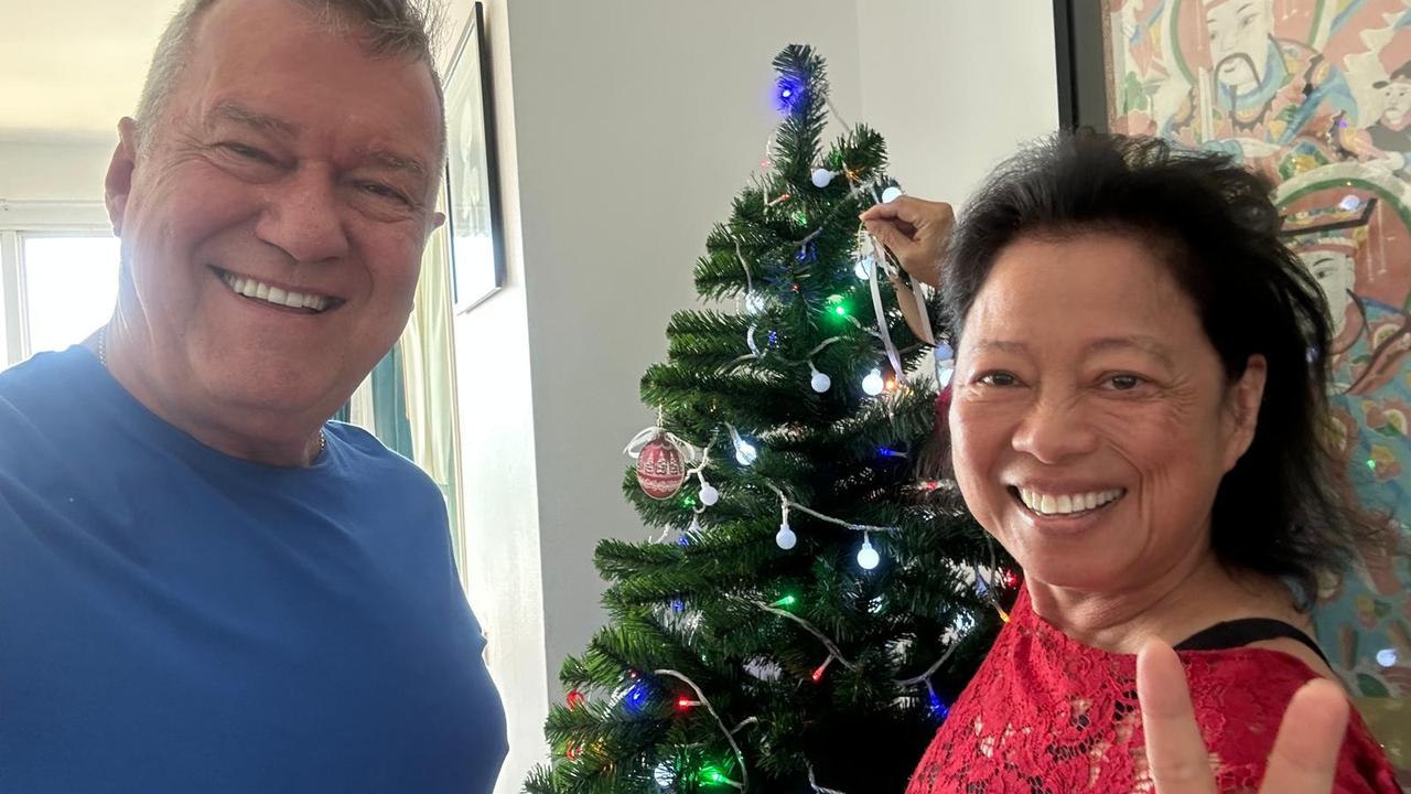 Jimmy and Jane Barnes with their Christmas tree in Thailand