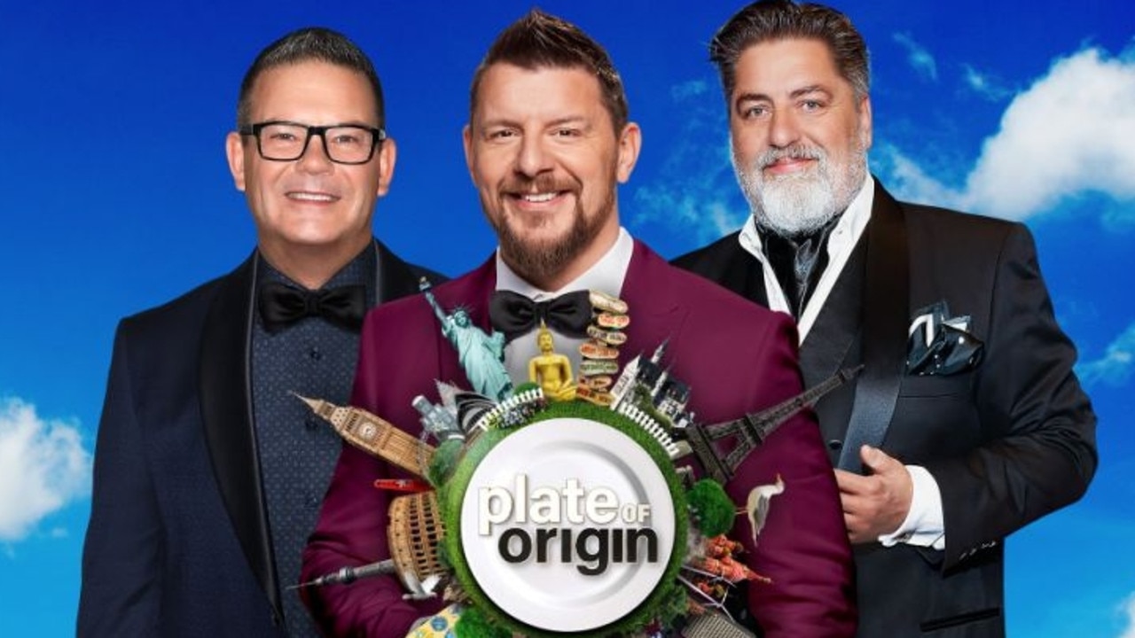 Hosts Gary Mehigan, Manu Feildel and Matt Preston for Seven's Plate of Origin. Picture: Seven