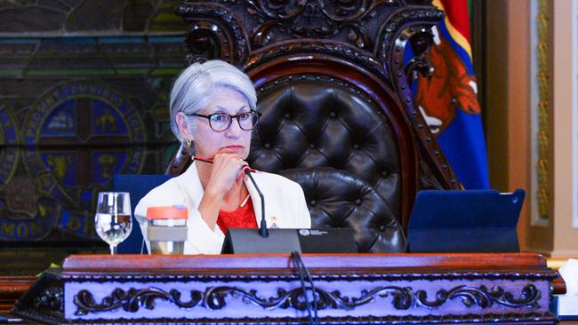 Lord Mayor Sandy Verschoor during an Adelaide City Council meeting. Picture: Brenton Edwards