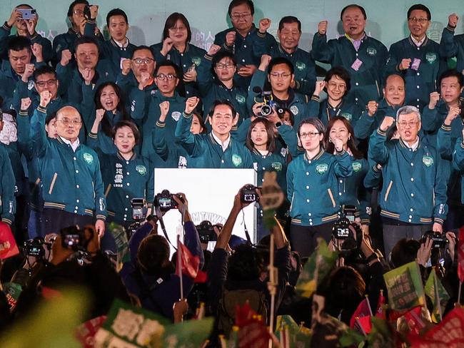 Lai Ching-te speaks to supporters at a rally at the party's headquarters on January 13, 2024 in Taipei, Taiwan. Picture: Annice Lyn/Getty Images