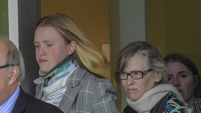 Grace Veronica Taylor leaves court after her first appearance. She is charged with causing death by dangerous driving. Picture: NCA NewsWire / Roy VanDerVegt