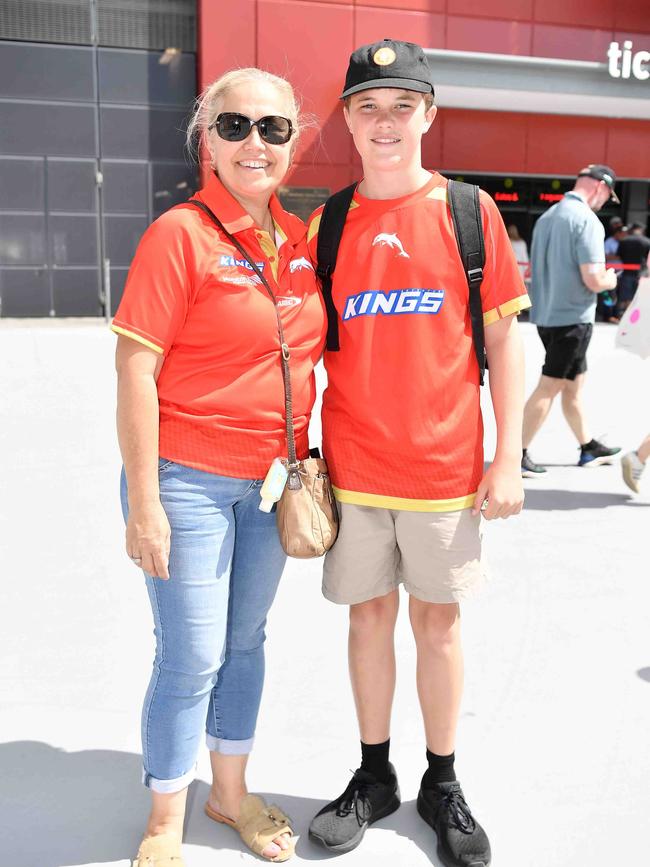 Zoe and Hayden Rowling at Roosters V Dolphins, Suncorp Stadium. Picture: Patrick Woods.