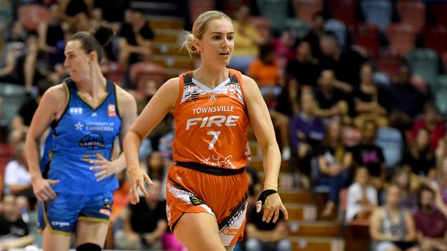 Townsville Fire agains UC Capitals at the Townsville Entertainment Centre. Fire's Courtney Woods. Picture: Evan Morgan