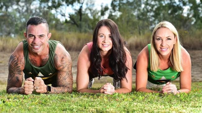 Brent and Lyndsey Goriss pictured with challenge 21 women’s weight loss winner, Prue Clark (middle) shredding 16.8kg and 21.67% body weight loss. Picture: Shae Beplate.