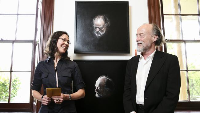 Louise Hearman with renowned Australian photographer Bill Henson in Paddington today. Picture: Justin Lloyd